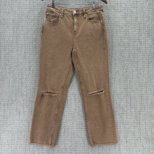 Cleo + Wolf Jeans Womens Size 29X27 Tan High Rise Straight Leg Distressed Pants